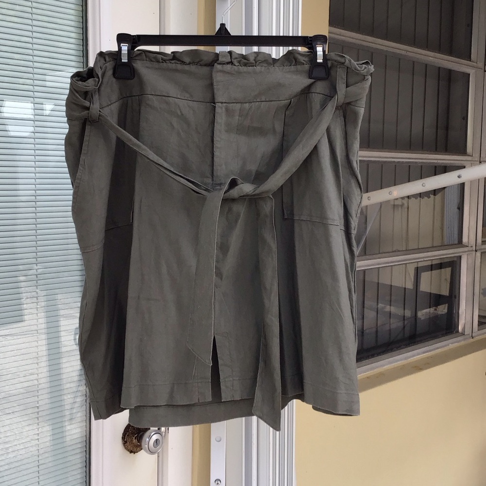 INC International Concepts Olive Tie-Waist A-Line Skirt